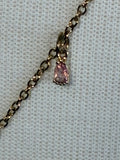 Pink and gold plated stainless steel adjustable crystal bodychain