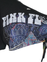 Pink Floyd laser light show shredded retro backless reworked slit weave crop top graphic band tee