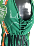 Lucky st Patrick’s day Ireland shamrock kiss me I’m Irish leprechaun costume green is the theme drinking party fringe halter bikini crop top graphic holiday t shirt XXXS XXS XS S