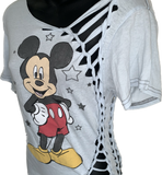 Mouse in the House backless classic cartoon shredded slit weave tshirt one size fits most