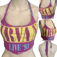 90s shredded cut up retro halter crop top bikini t shirt