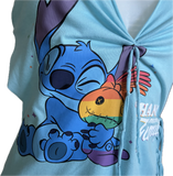 Ohana means family Lilo and Stitch Fringe cut up backless Micro Mini tshirt dress