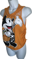 Halloween cartoon skeleton costume mouse in the house shredded slit weave muscle tee t shirt tank