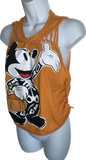 Halloween cartoon skeleton costume mouse in the house shredded slit weave muscle tee t shirt tank