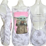 Groku tie dye backless Micro Mini slitweave Cover Up