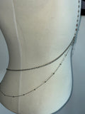 Purple rhinestone dove and heart charm adjustable multiwear silver bodychain