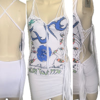 Wish tour 92 Fringe cut up backless Micro Mini tshirt dress