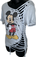 Mouse in the House backless classic cartoon shredded slit weave tshirt one size fits most
