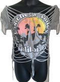 Coachella Valley California slit weave backless t shirt