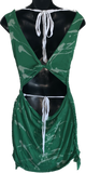 Green Is the theme  lucky shirt bleached shamrock 4 leaf clover St Paddy’s day overly shredded slit weave kiss me I’m Irish leprechaun costume backless micro mini dress