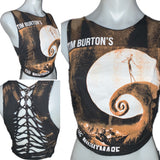 Bleached The Nightmare Before Christmas Inspired holiday slitweave graphic muscle t shirt crop tank top