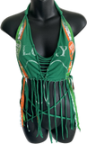 Lucky st Patrick’s day Ireland shamrock kiss me I’m Irish leprechaun costume green is the theme drinking party fringe halter bikini crop top graphic holiday t shirt XXXS XXS XS S