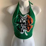 Lucky st Patrick’s day Ireland shamrock drinking party halter bikini crop top graphic holiday t shirt