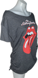 Satisfaction the Rolling Stones shredded backless slit weave v back cut up woven t shirt