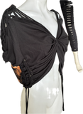 The Nightmare Before Christmas backless reversible back to front Halloween holiday slitweave graphic overly shredded crop top t shirt