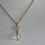 Vintage AB Crystal and clear rhinestone flower stainless steel necklace