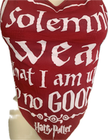 Up to no good sorcery Festival Fashion shredded handkerchief style retro halter top concert t shirt