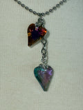 Dangling hearts silver ballchain necklace