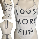 100% more fun backless overly shredded bikini halter top XXS