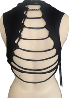 Hi Barbie backless cut up slitweave muscle t shirt tank crop top
