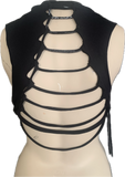 Hi Barbie backless cut up slitweave muscle t shirt tank crop top