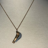 Real switch blade opens Stainless Steel gold plated Necklace with yellow rhinestone