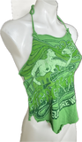 80s Festival Fashion Aerosmith deuces are wild shredded cut up retro green halter top t shirt