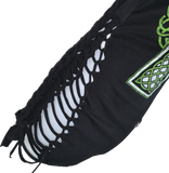 Black St Paddy’s day overly shredded slit weave cut up woven backless micro mini cami holiday drinking dress