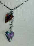 Dangling hearts silver ballchain necklace