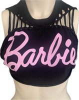Hi Barbie backless cut up slitweave muscle t shirt tank crop top