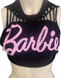 Hi Barbie backless cut up slitweave muscle t shirt tank crop top