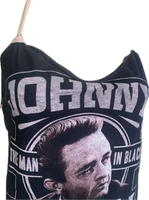 Man in black Festival Fashion shredded handkerchief style retro halter t