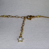 Gold plated white enamel star adjustable stainless steel DIVINELY GUIDED rhinestone compass necklace