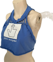 John Mayer upcycled backless cut up Vintage muscle t shirt tie back tank crop top