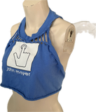 John Mayer upcycled backless cut up Vintage muscle t shirt tie back tank crop top