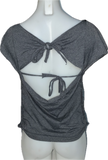 Satisfaction the Rolling Stones shredded backless slit weave tie back off shoulder cut up woven t shirt XXXS XXS XS S