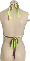90s neon shredded cut up retro halter crop top bikini t shirt