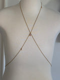 Pink and gold plated stainless steel adjustable crystal bodychain