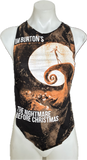 The Nightmare Before Christmas Inspired bleached backless braided Halloween holiday cut up graphic t shirt crop handkerchief style halter tank top XXXS XXS XS S