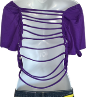 Bunch of Hocus Pocus Halloween witch inspired overly shredded slit weave backless t shirt