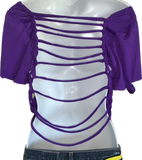Bunch of Hocus Pocus Halloween witch inspired overly shredded slit weave backless t shirt