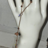 Rhinestone bedazzled dove adjustable rose gold and clear AB crystal fingerbang hand chain