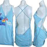 Ohana means family Lilo and Stitch Fringe cut up backless Micro Mini tshirt dress