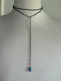 Black faceted diamante bellychain multiwear necklace wrap bracelet