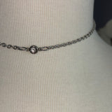 Find your center simple clear rhinestone vintage Swarovski  silver chain choker Necklace