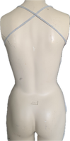 Black and white smoke skull backless spooky skeleton shredded handkerchief style halter top