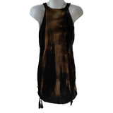 Bleached Ireland Celtic cross St Paddy’s day shredded slit weave micro mini dress