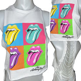 Festival Fashion Rolling Stoned shredded backless retro slit weave crop top