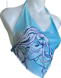 Mermaid mermaidcore shredded cut up tshirt handkerchief style retro halter top