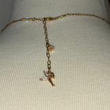 Stainless Steel adjustable gold plated crystal heart new drip bedazzled rhinestone pixie fairy tinkerbell Necklace